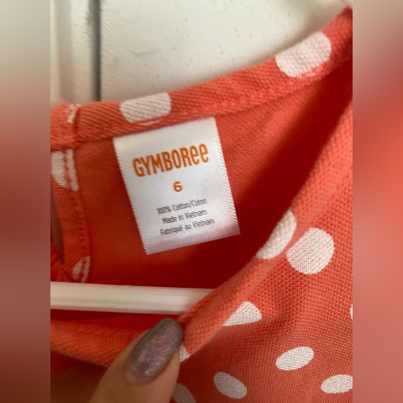Gymboree polka dot dress with matching hair clips CORAL color - Picture 3 of 5